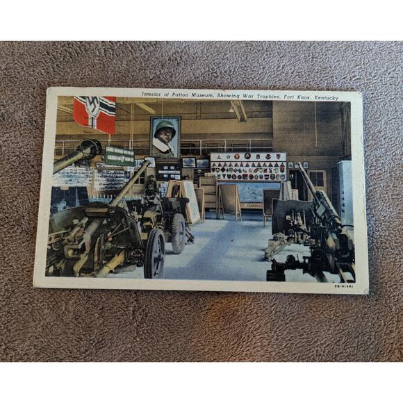 Vintage C1950 Patton Museum Postcard Showing War Trophies Fort Knox Kentucky WW2 - Picture 11 of 13